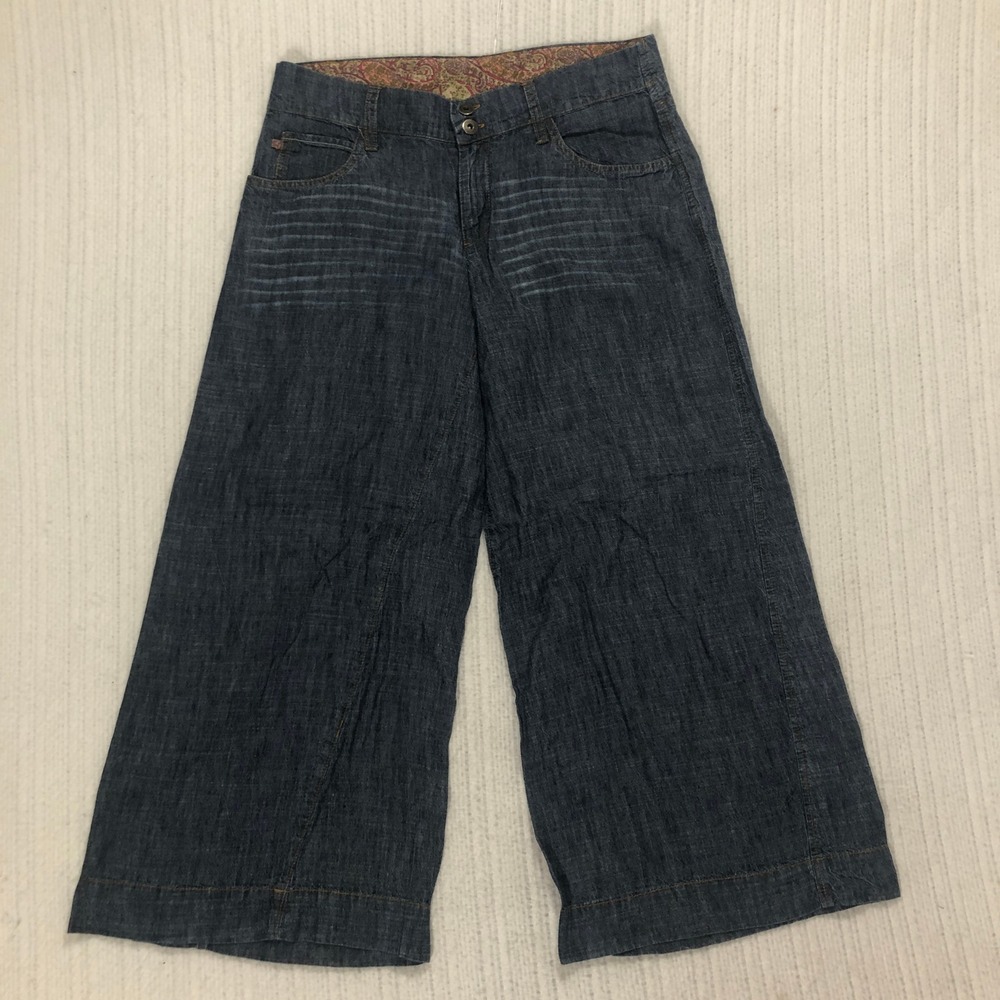 Covelo Clothing Inc Women's Wide Leg‎ Jeans Dark Wash Size 8 Paisley Lined